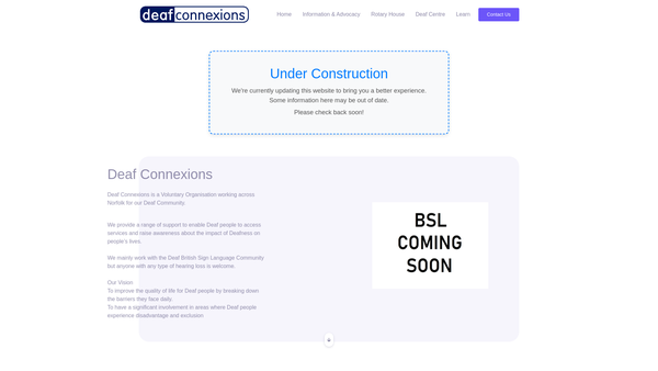 Screenshot of the Deaf Connexions website
