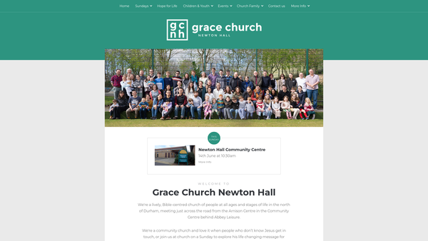Screenshot of the Grace Church Newton Hall website