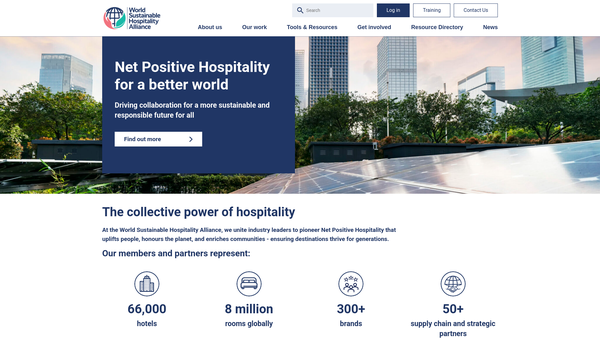 Screenshot of the World Sustainable Hospitality Alliance Foundation website