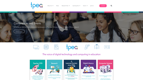 Screenshot of the Technology, Pedagogy And Education Association website