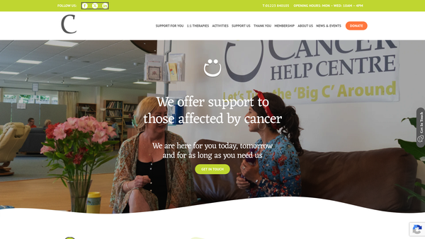 Screenshot of the Cambridge Cancer Help Centre website