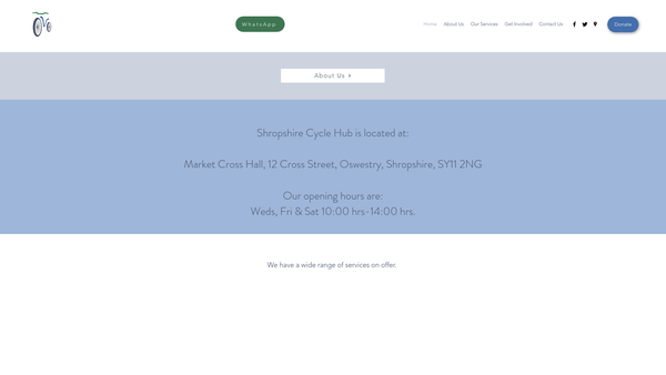 Screenshot of the Shropshire Cycle Hub website