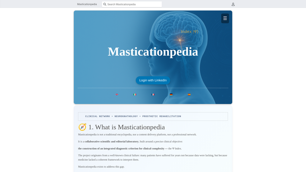 Screenshot of the Masticationpedia website