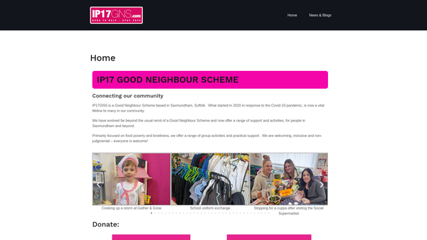 Screenshot of the Ipswich17 Good Neighbour Scheme website