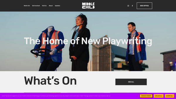 Screenshot of the Middle Child Theatre Limited website
