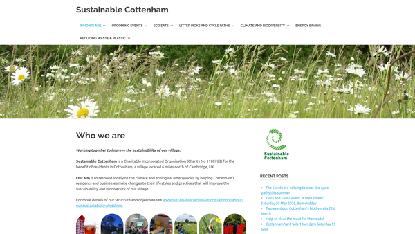 Screenshot of the Sustainable Cottenham website