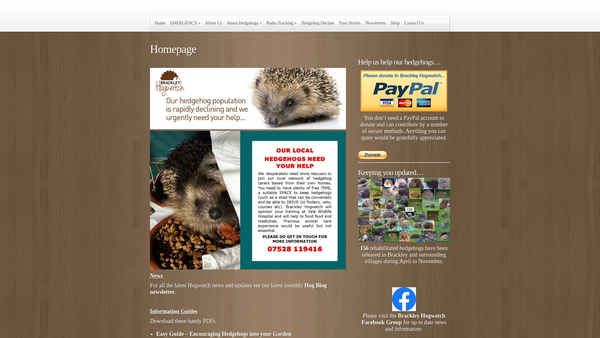 Screenshot of the Brackley Hogwatch website