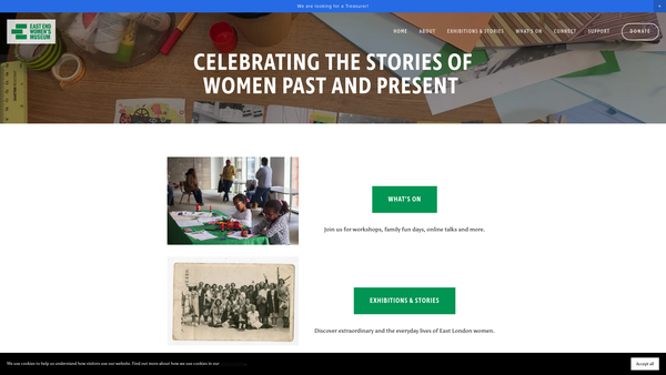 Screenshot of the East End Women's Museum website
