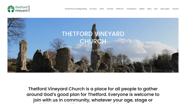 Screenshot of the Thetford Vineyard Church website