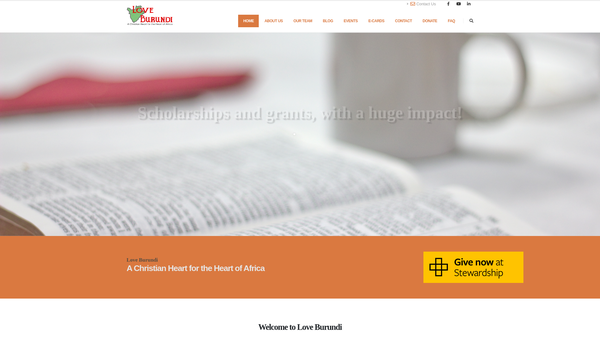 Screenshot of the Love Burundi website
