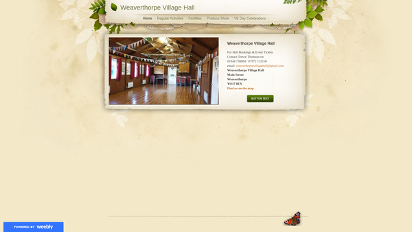 Screenshot of the Weaverthorpe Village Hall website