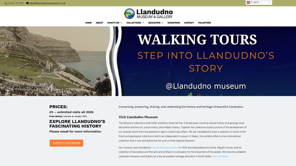 Screenshot of the Llandudno Museum And Gallery website