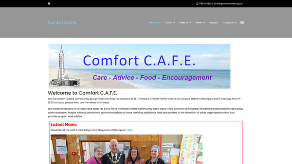 Screenshot of the Comfort C.A.F.E. website