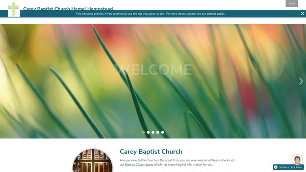 Screenshot of the Carey Baptist Church, Hemel Hempstead website