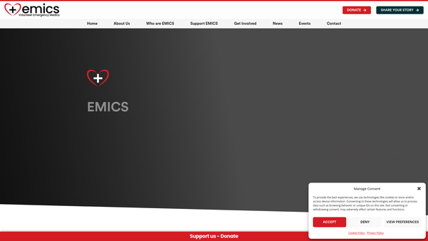 Screenshot of the Emics (East Midlands Immediate Care Scheme) CIO website