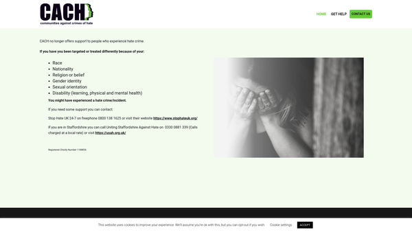 Screenshot of the Communities Against Crimes Of Hate website