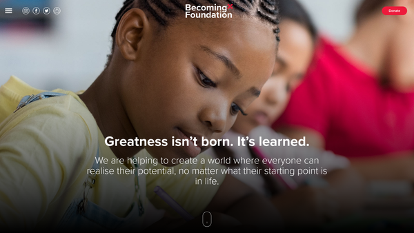 Screenshot of the Becomingx Foundation website