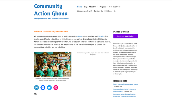 Screenshot of the Community Action Ghana website
