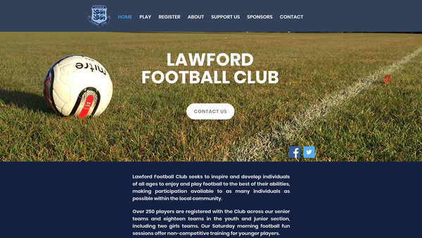 Screenshot of the Lawford Football Club website