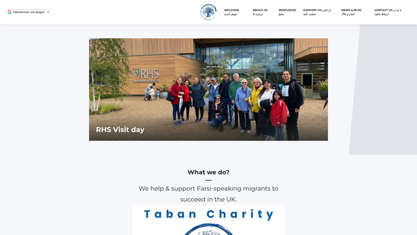 Screenshot of the Taban website