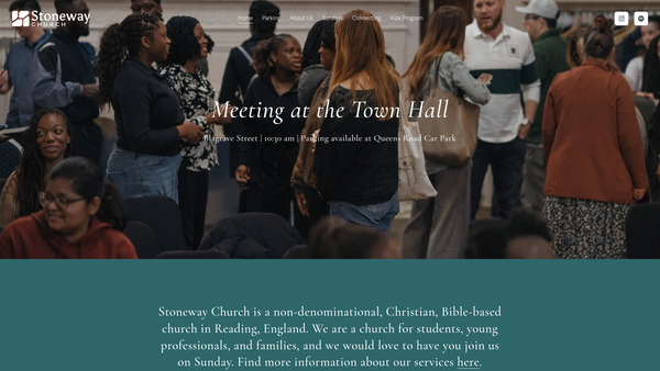 Screenshot of the Stoneway Church website