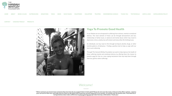 Screenshot of the The Hannah Whitley Foundation CIO website