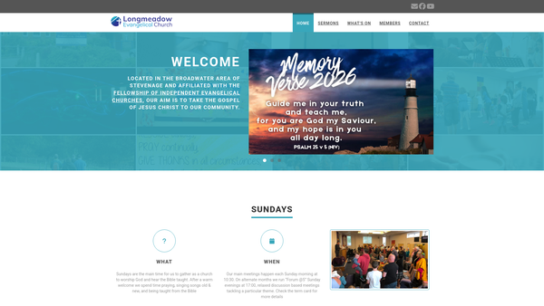 Screenshot of the Longmeadow Evangelical Church website
