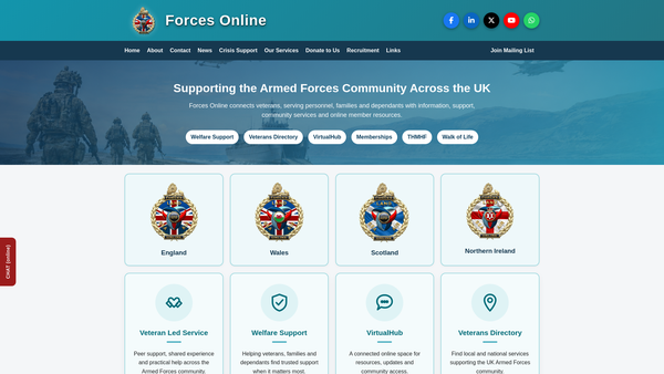 Screenshot of the Forces Online CIO website