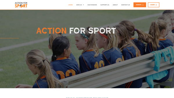 Screenshot of the Action For Sport website