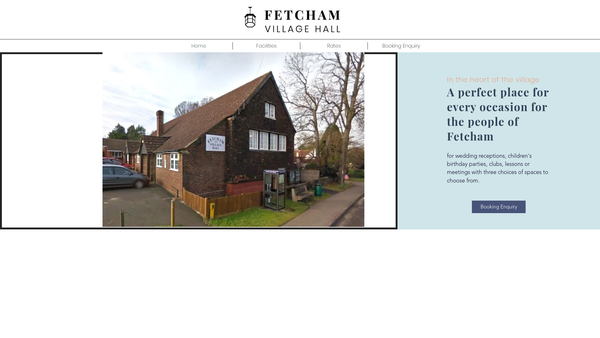 Screenshot of the Fetcham Village Hall website