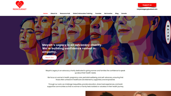 Screenshot of the Mayah's Legacy website