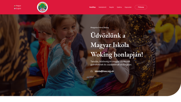 Screenshot of the Hungarian School Woking website