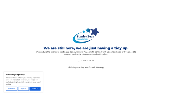 Screenshot of the Stanley Beau Foundation website