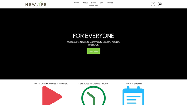 Screenshot of the New Life Community Church website