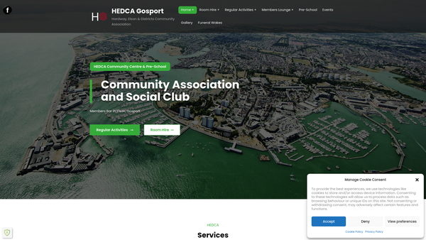 Screenshot of the Hardway Elson & Districts Community Association website