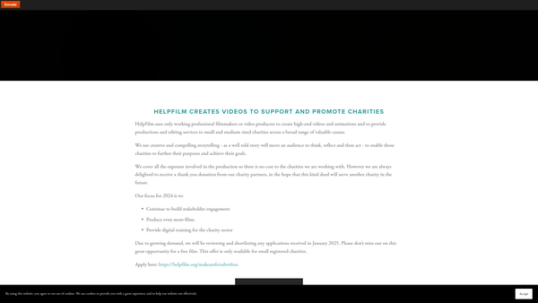 Screenshot of the Helpfilm website