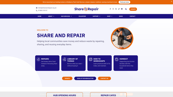 Screenshot of the Share And Repair website