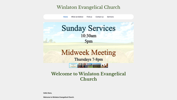 Screenshot of the Winlaton Evangelical Church website