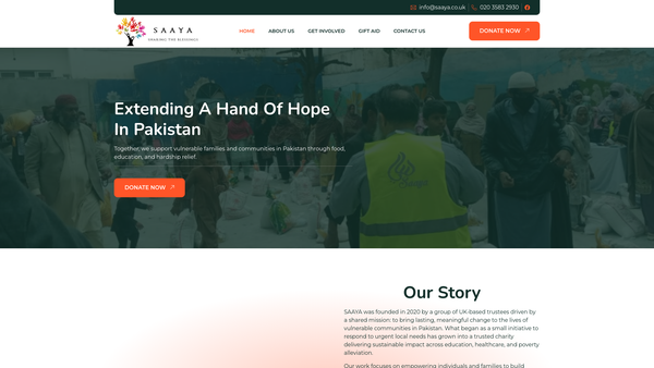 Screenshot of the Saaya website