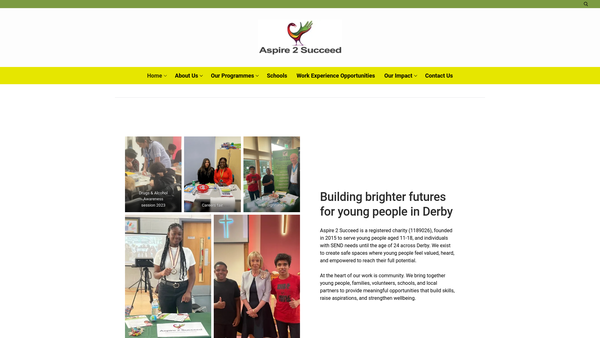 Screenshot of the Aspire 2 Succeed website