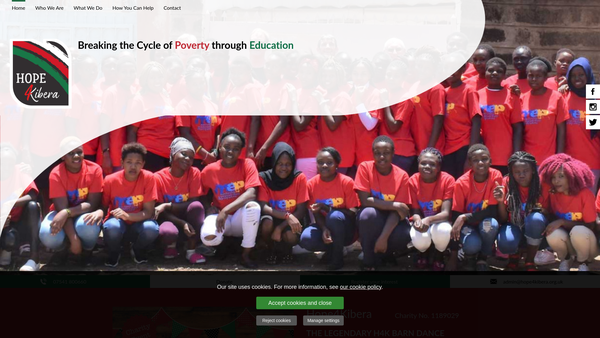 Screenshot of the Hope4kibera website