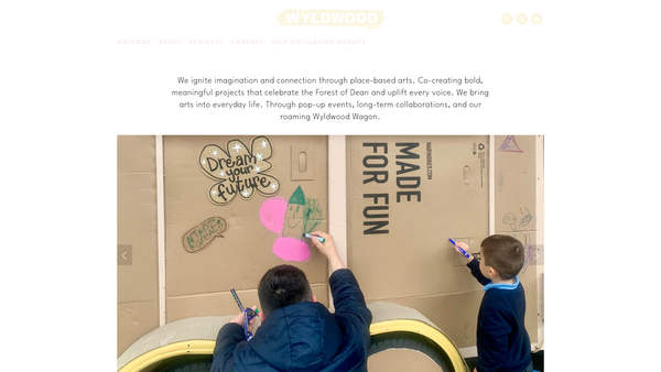 Screenshot of the Wyldwood Arts website