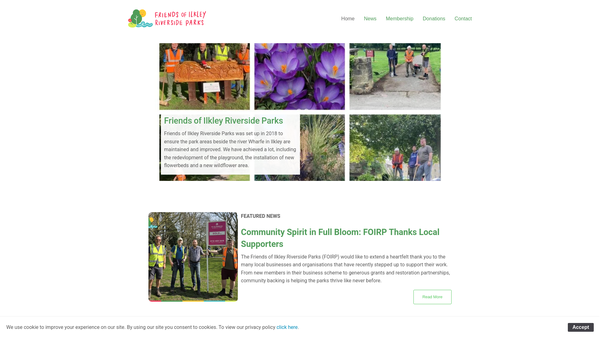 Screenshot of the Friends Of Ilkley Riverside Parks website