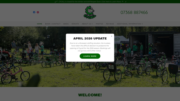Screenshot of the Cycall website
