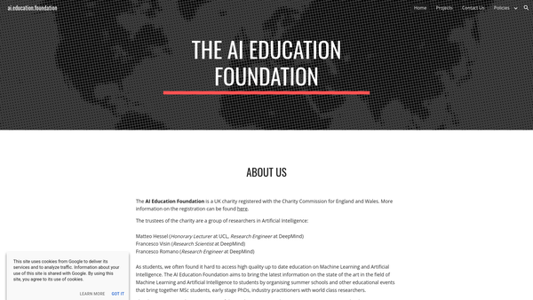 Screenshot of the The Ai Education Foundation website