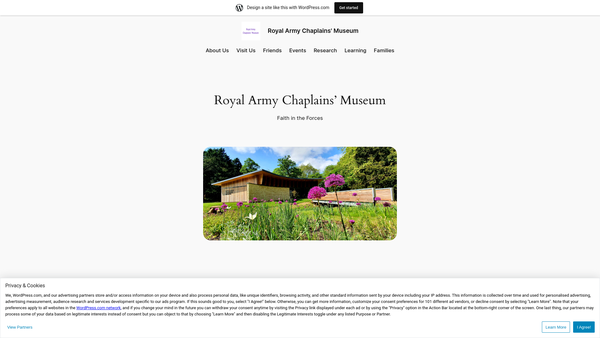 Screenshot of the The Museum Of The Royal Army Chaplains Department CIO website