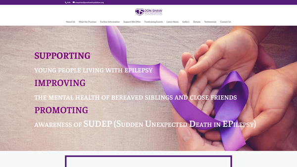 Screenshot of the Jon Shaw Foundation website