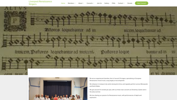 Screenshot of the Liverpool Renaissance Singers website