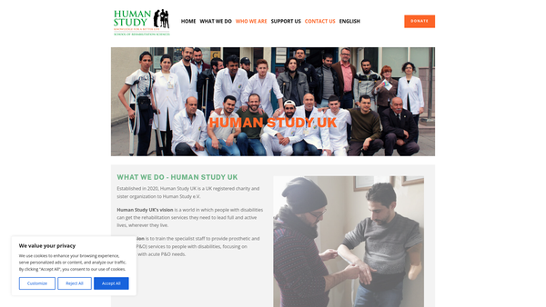 Screenshot of the Human Study UK website