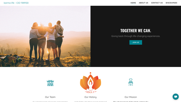 Screenshot of the Karma Life website